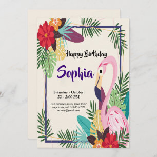 Aloha Flamingo Tropical Invitation