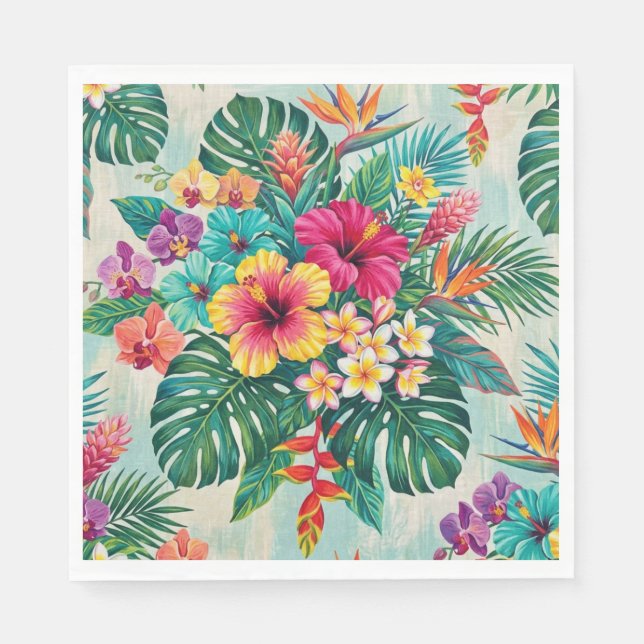 Aloha Floral Bloom Tropical Napkin (Front)