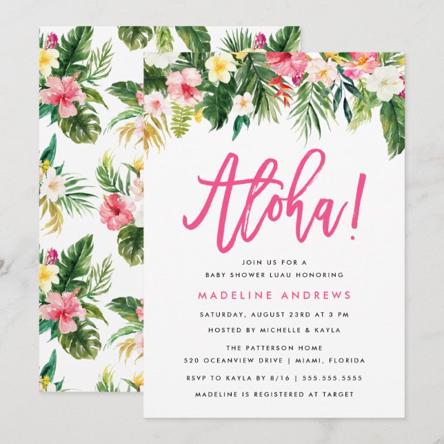 Aloha Floral | Tropical Baby Shower Invitation (Front/Back)