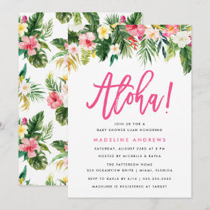 Aloha Floral Tropical Baby Shower Invitation