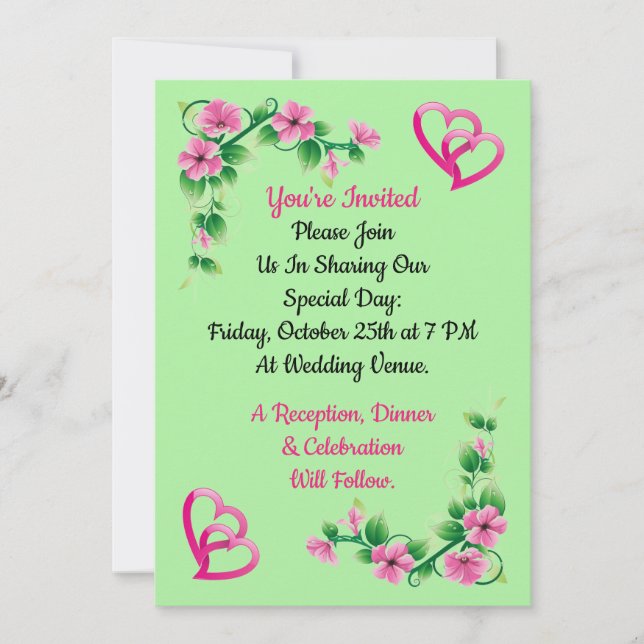 Aloha Floral Wedding Invitation (Front)