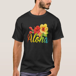 Aloha Flowers Hawaiian Hawaii Beach Luau Party T-Shirt