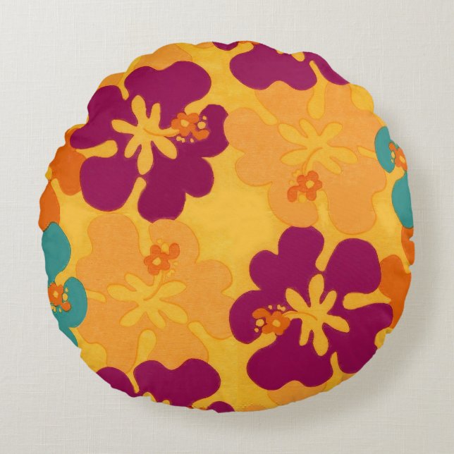 Aloha Flowers Round Cushion (Front)