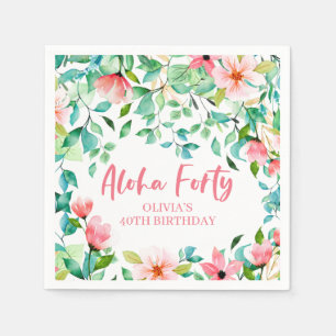 Aloha Forty Tropical Luau Birthday Napkins