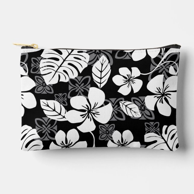 ALOHA FRIDAY PATTERN IN BLACK ACCESSORY POUCH (Front)