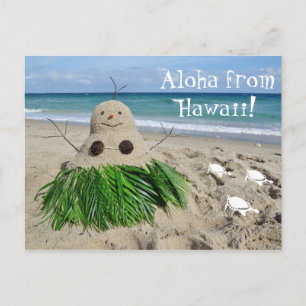 Aloha from Hawaii Christmas Snowman Sandman Holiday Postcard