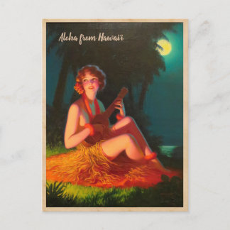 Aloha from Hawaii / Girl with Ukulele Postcard