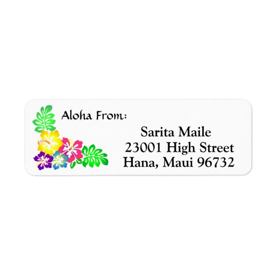 Aloha From Tropical Hibiscus Return Address Label