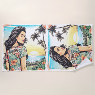 Aloha Girl Beach Towel