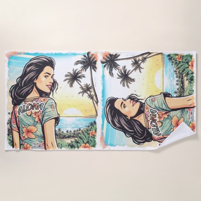 Aloha Girl Beach Towel (Front)