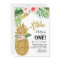 Aloha Gold Pineapple First Birthday Invitation