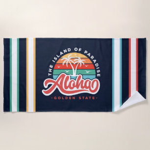 Aloha Golden State Hawaii Beach Towel