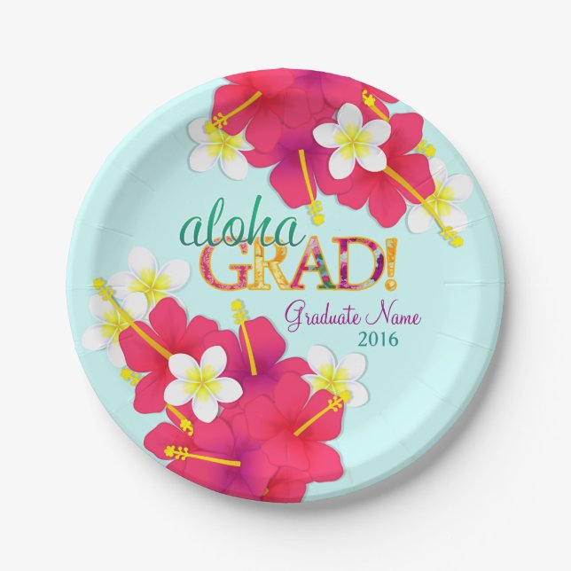 Aloha Grad Hawaiian Luau Plates (Front)