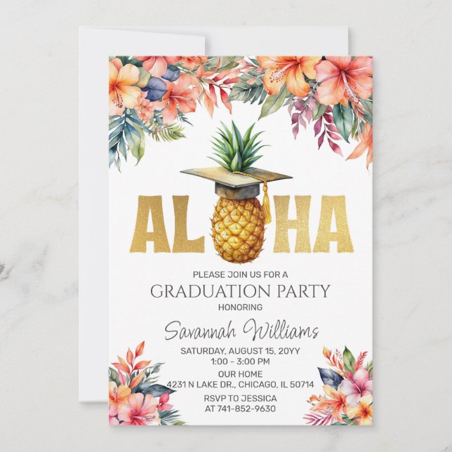 Aloha Graduation Party Invitation (Front)