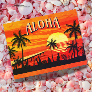 Aloha Greeting from Hawaii Beautiful vintage beach Postcard