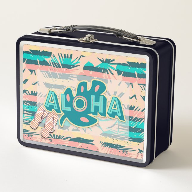 Aloha Greeting with Flip Flops Lunchbox (Front)