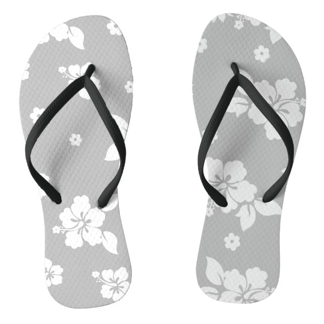 Aloha Grey Classic Hawaiian Seamless Pattern Flip Flops (Footbed)