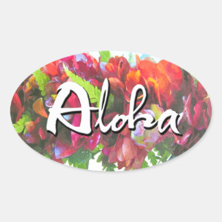 Aloha Haku Lei Oval Sticker