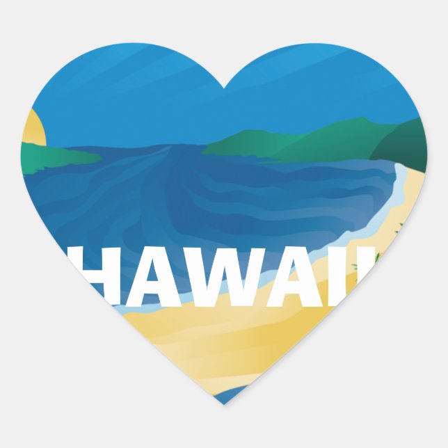 Aloha Hanauma Bay Hawaii Heart Sticker (Front)