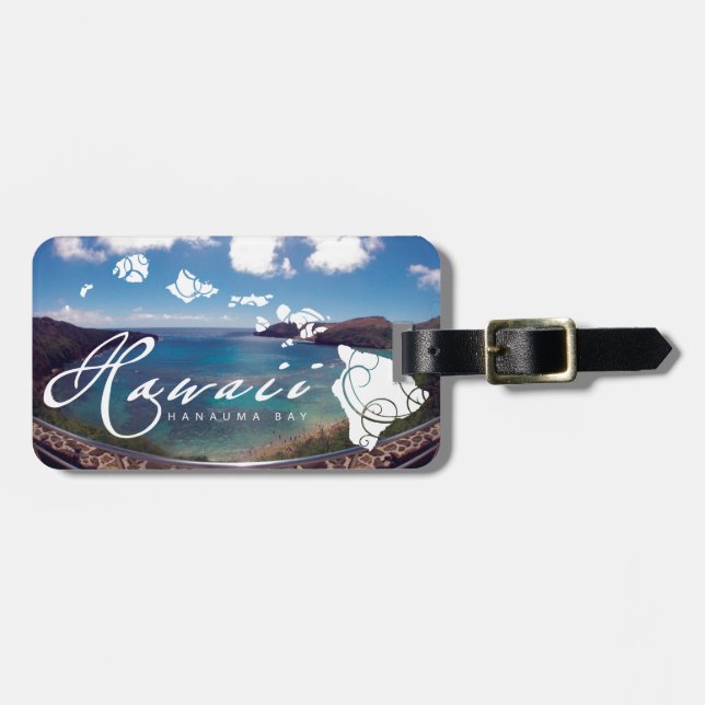 Aloha Hanauma Bay Hawaii Islands Luggage Tag (Front Horizontal)
