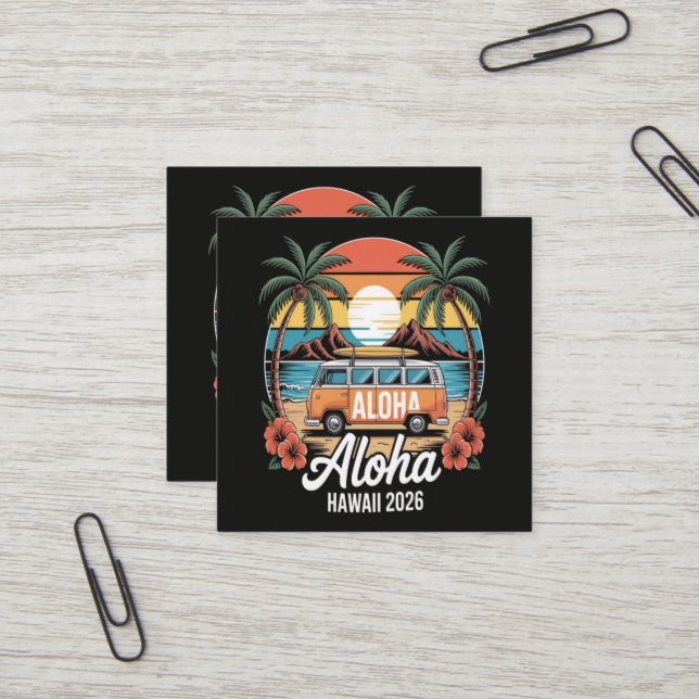 Aloha Hawaii 2026 Square Business Card (Front/Back In Situ)