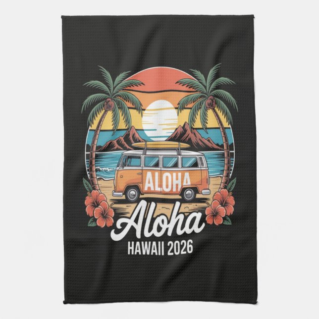 Aloha Hawaii 2026 Tea Towel (Vertical)