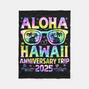 Aloha Hawaii Anniversary Trip 2025 Couple Matching Fleece Blanket
