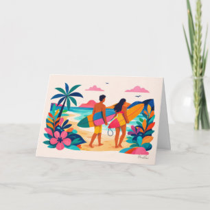 Aloha hawaii art surfer blank inside note card