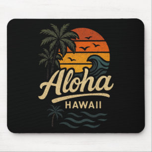 Aloha Hawaii Beach Summer Surfing 70s Retro Mouse Mat