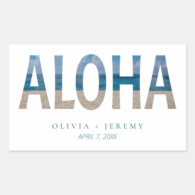 Aloha Hawaii Beach Tropical Wedding Welcome Rectangular Sticker (Front)