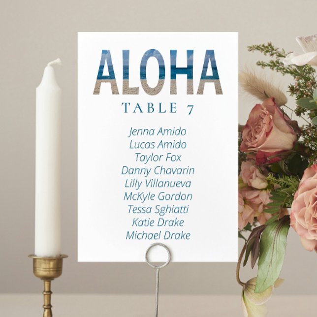 Aloha Hawaii Beach Wedding Seating Chart Cards (Creator Uploaded)