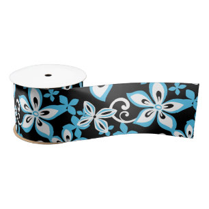 ALOHA HAWAII (BLACK/BLUE) SATIN RIBBON
