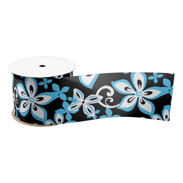 ALOHA HAWAII (BLACK/BLUE) SATIN RIBBON (Spool)