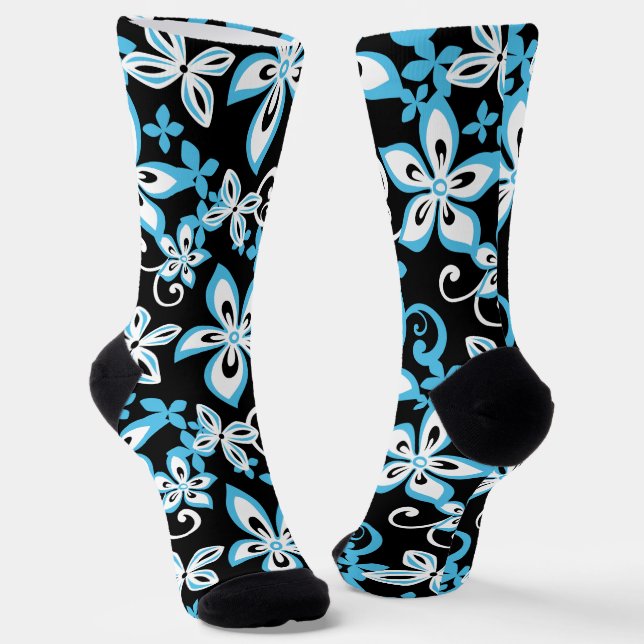 ALOHA HAWAII (BLACK/BLUE) SOCKS (Angled)