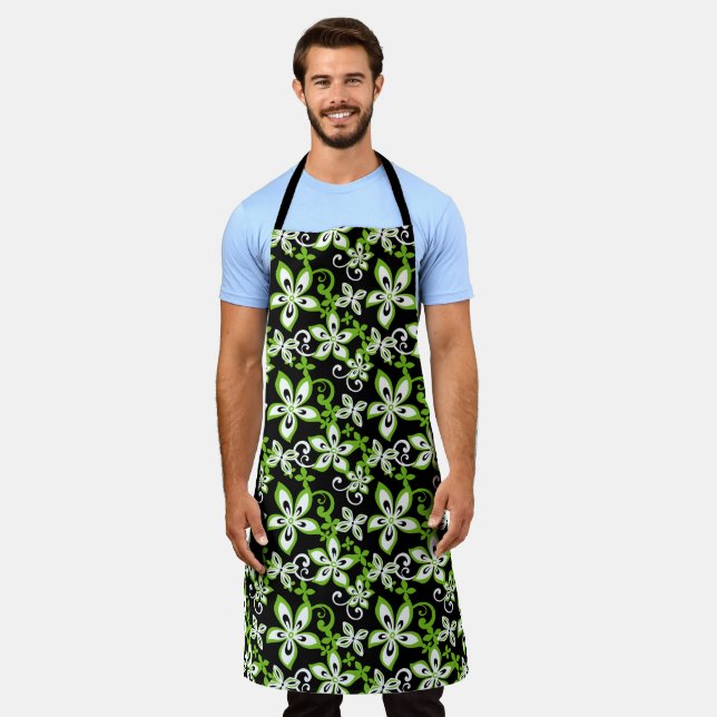 ALOHA HAWAII (BLACK/LIME) APRON (Worn)