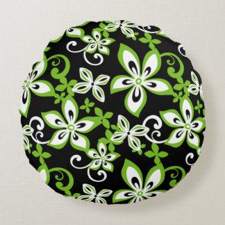 ALOHA HAWAII (BLACK/LIME) ROUND CUSHION