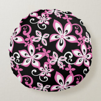ALOHA HAWAII (BLACK/PINK) ROUND CUSHION