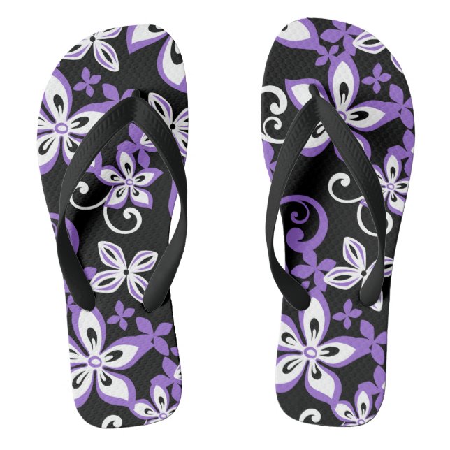 ALOHA HAWAII (BLACK/PURPLE) Pair of Flip Flops (Footbed)