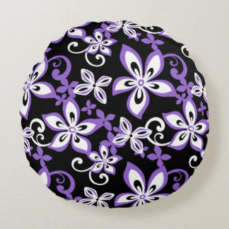 ALOHA HAWAII (BLACK/PURPLE) ROUND CUSHION