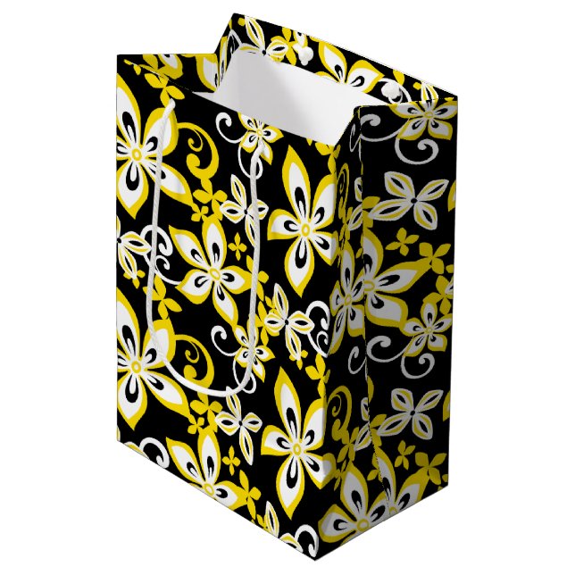 ALOHA HAWAII (BLACK/YELLOW) MEDIUM GIFT BAG (Front Angled)