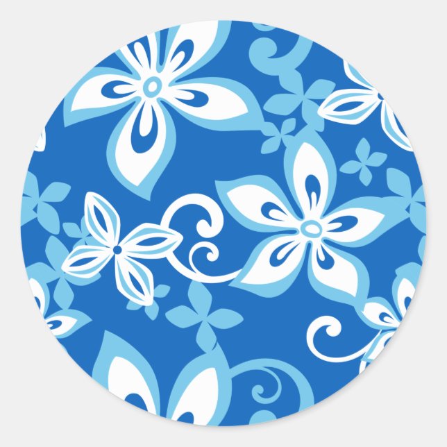 ALOHA HAWAII (BLUE x 2) CLASSIC ROUND STICKER (Front)