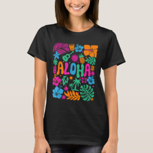 Aloha Hawaii Boho Retro Shaka Hibiscus Vacation Tr T-Shirt