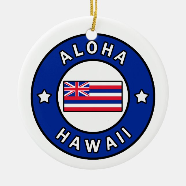 Aloha Hawaii Ceramic Tree Decoration (Front)