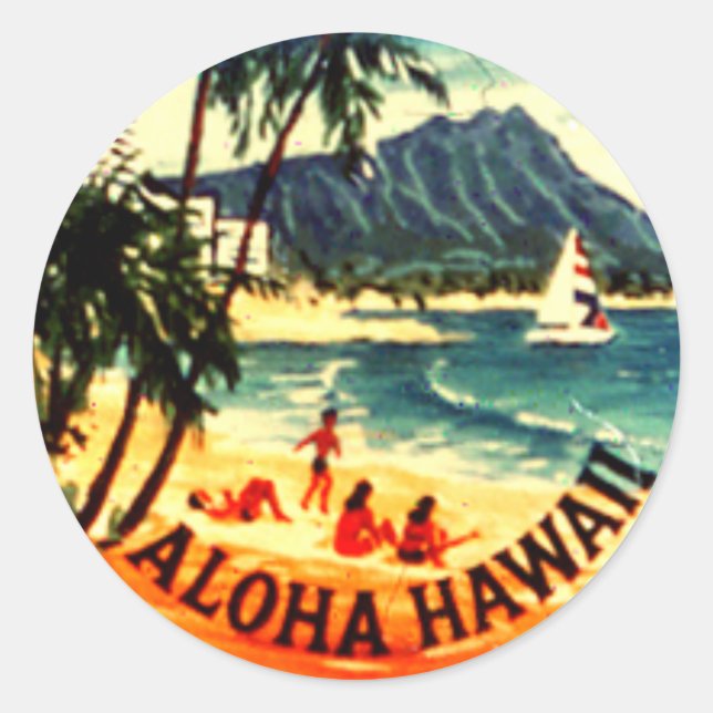 Aloha Hawaii Classic Round Sticker (Front)