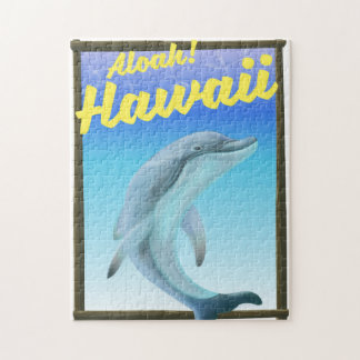 Aloha! Hawaii! Dolphin travel poster Jigsaw Puzzle