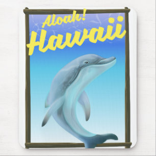 Aloha! Hawaii! Dolphin travel poster Mouse Mat