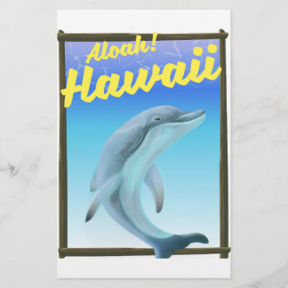 Aloha! Hawaii! Dolphin travel poster Stationery
