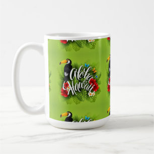 Aloha Hawaii Flowers Foliage Butterflies Yellow Coffee Mug