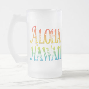 Aloha Hawaii Frosted Glass Beer Mug