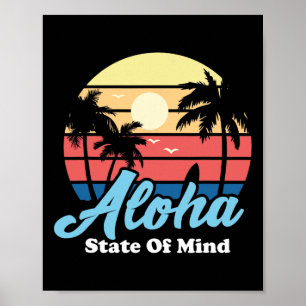 Aloha Hawaii Hawaiian Beach Surfer Surfing Souveni Poster